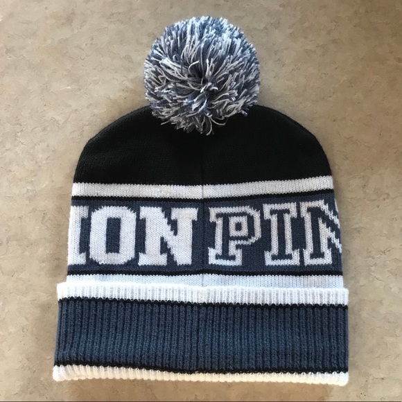 Y2K Victoria’s Secret PINK Nation PomPom Winter Hat Beanie. - Picture 3 of 5